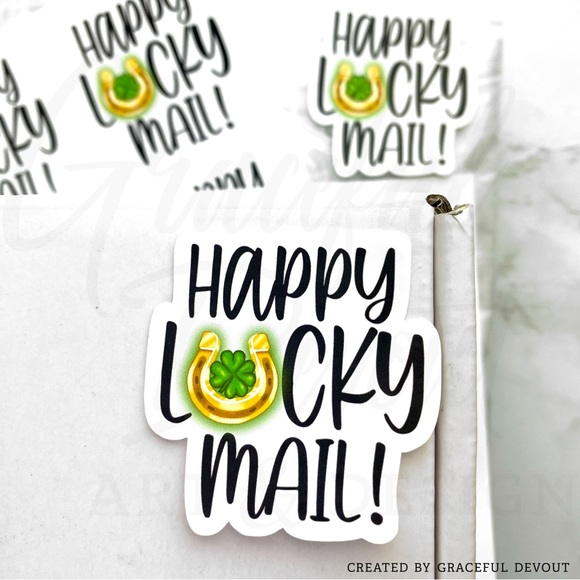 🍀Happy Lucky Mail - 2" (inches) Sticker (96ct.)  [GD46-96] - Picture 5 of 5